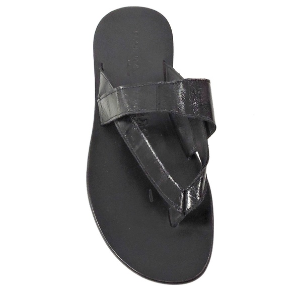 GOODMAN ?? MEN\'S BLACK LEATHER FLAT COMFORT SUMMER SANDALS main image 7